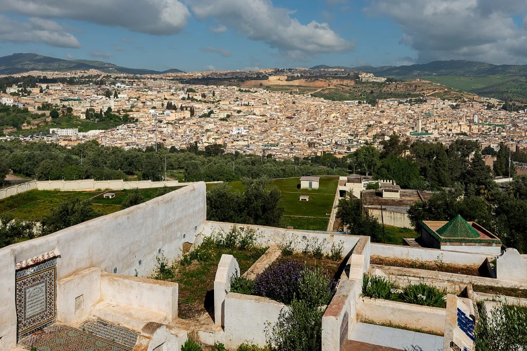 Panoramic view across the historic medina of Fes, Morocco