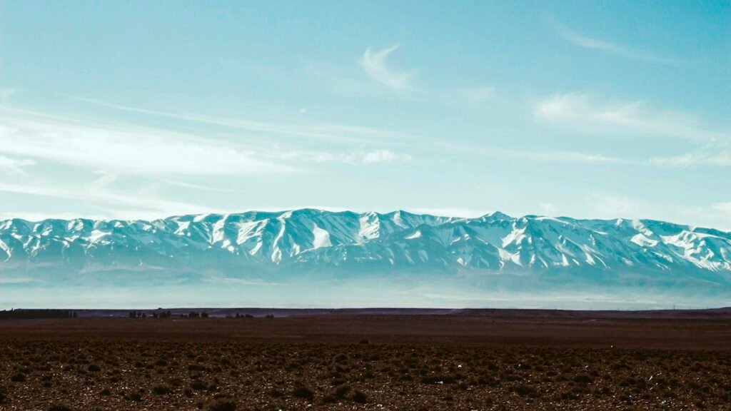 Snow-covered High Atlas Mountains in Morocco